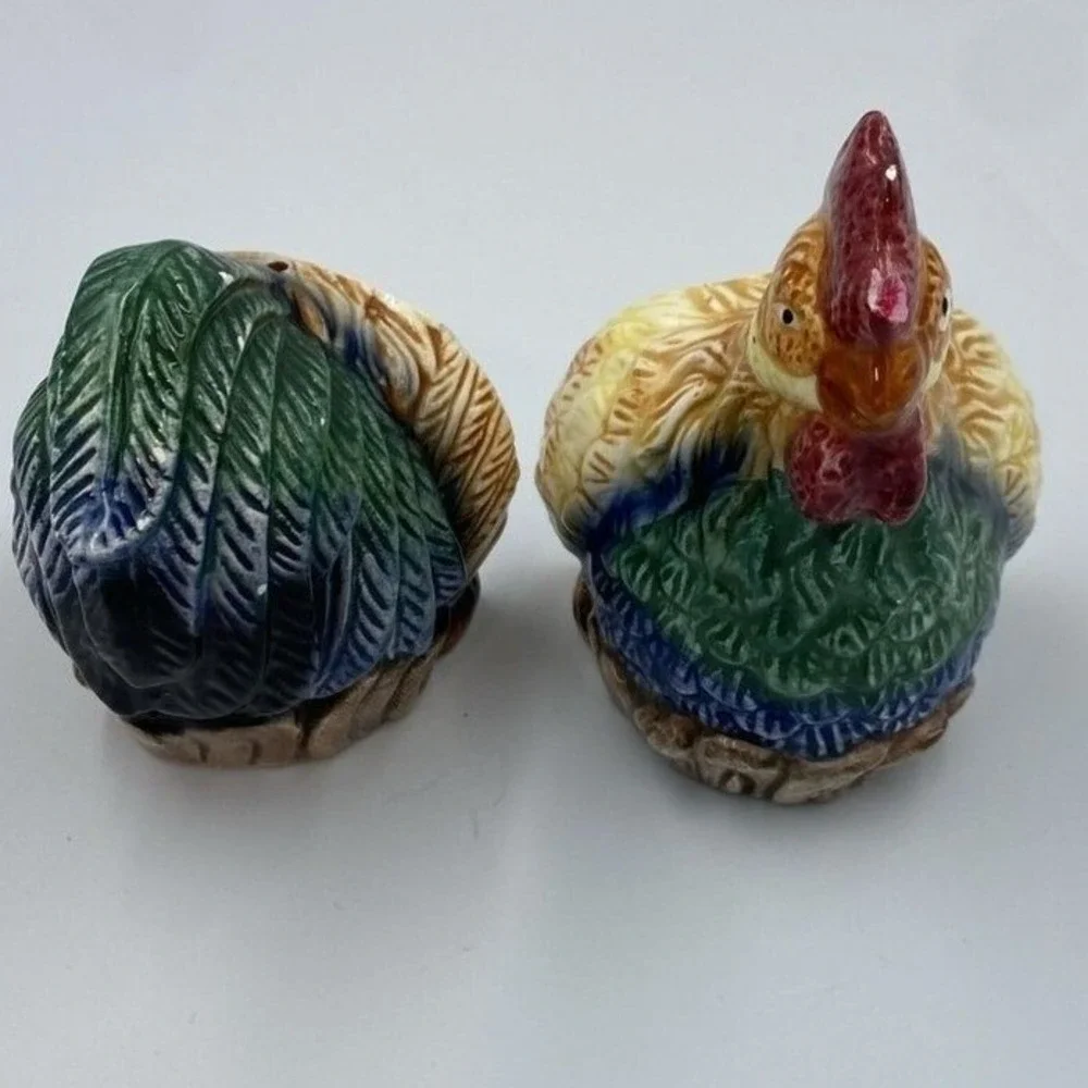 Rooster Salt‎ and Pepper Shaker Set Multicolor Ceramic Farmhouse Kitchen Decor